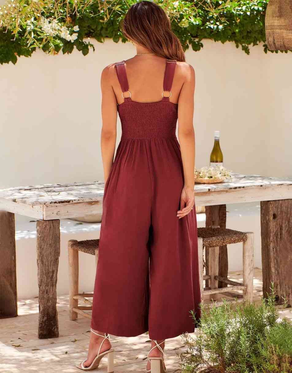 V Neck Cutout High-Waist Rompers