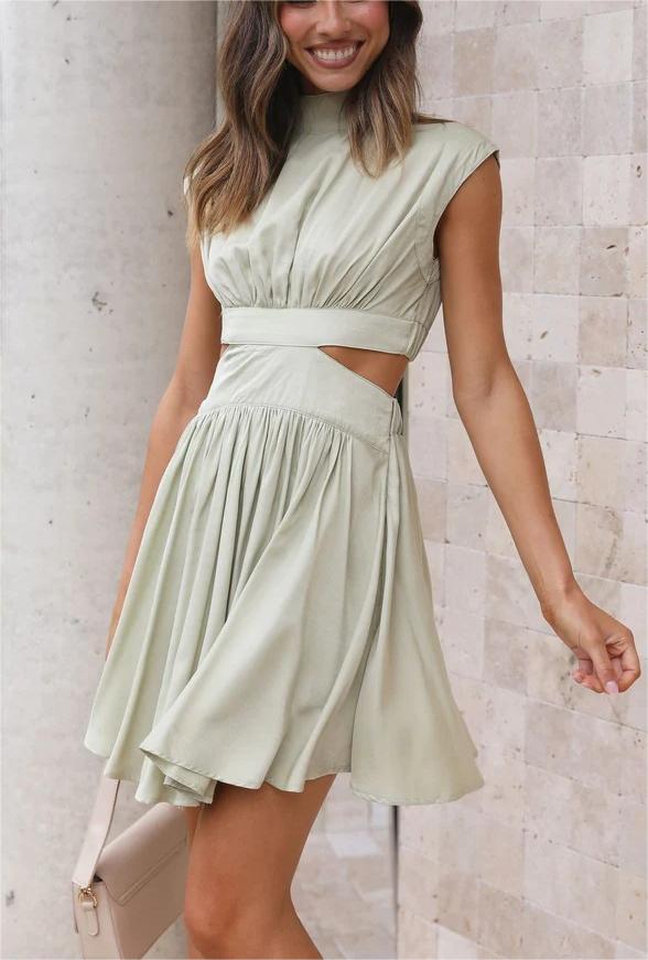 Cutout Waist Vacation Mini Dress