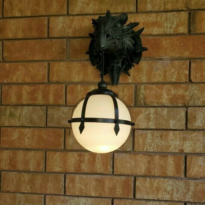 Gothic Marshgate Castle Dragon Sculptural Electric Wall Sconce