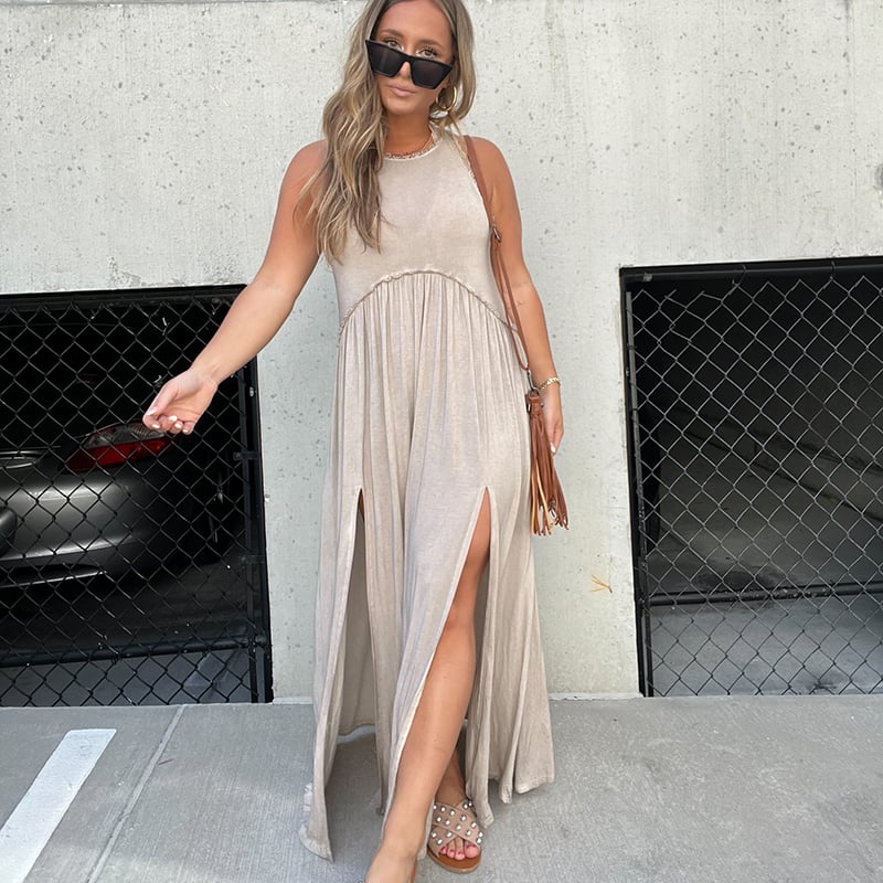 Slit Casual Simple Loose Maxi Long Dress