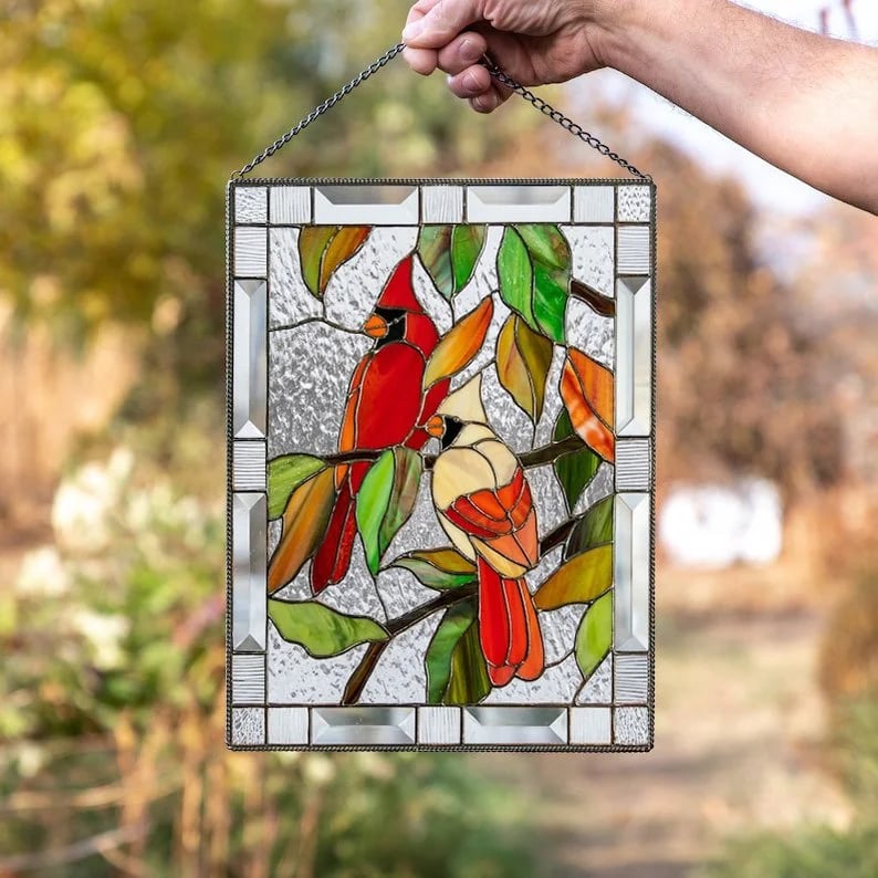 Cardinal Stained Window Panel