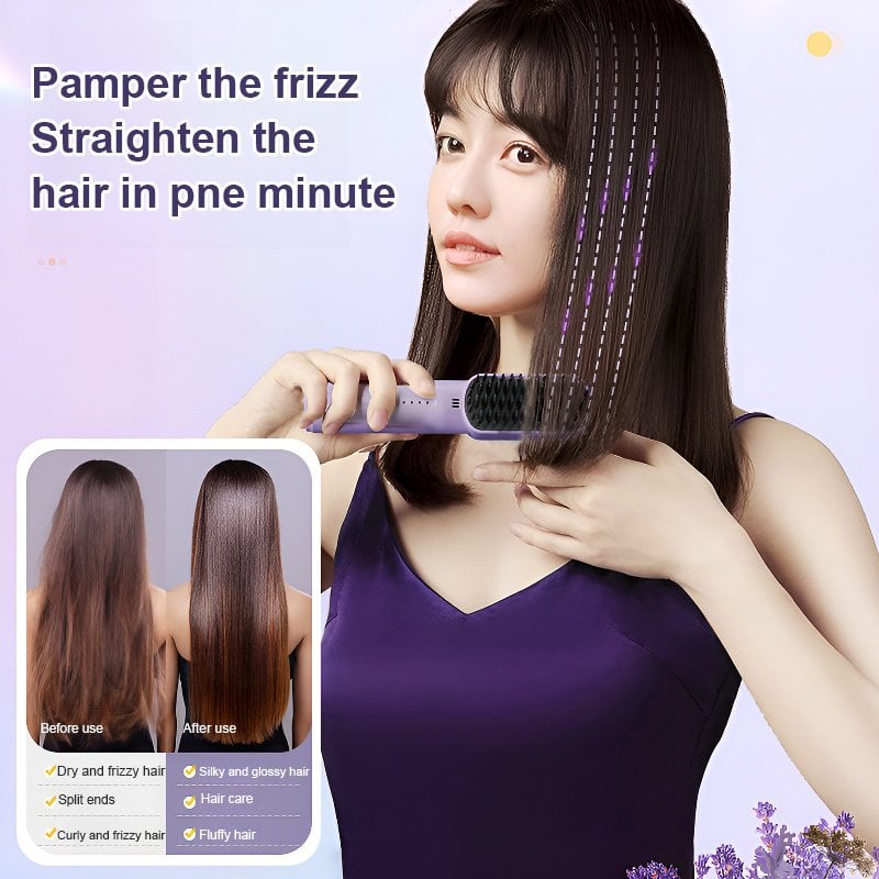 [Negative ions do not hurt hair] Portable cordless mini hair straightening comb