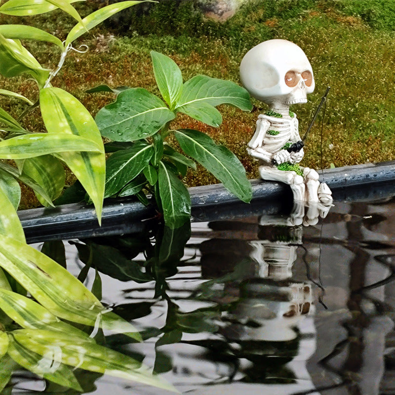 🔥💝Fishing Skeleton Garden Accessory💀