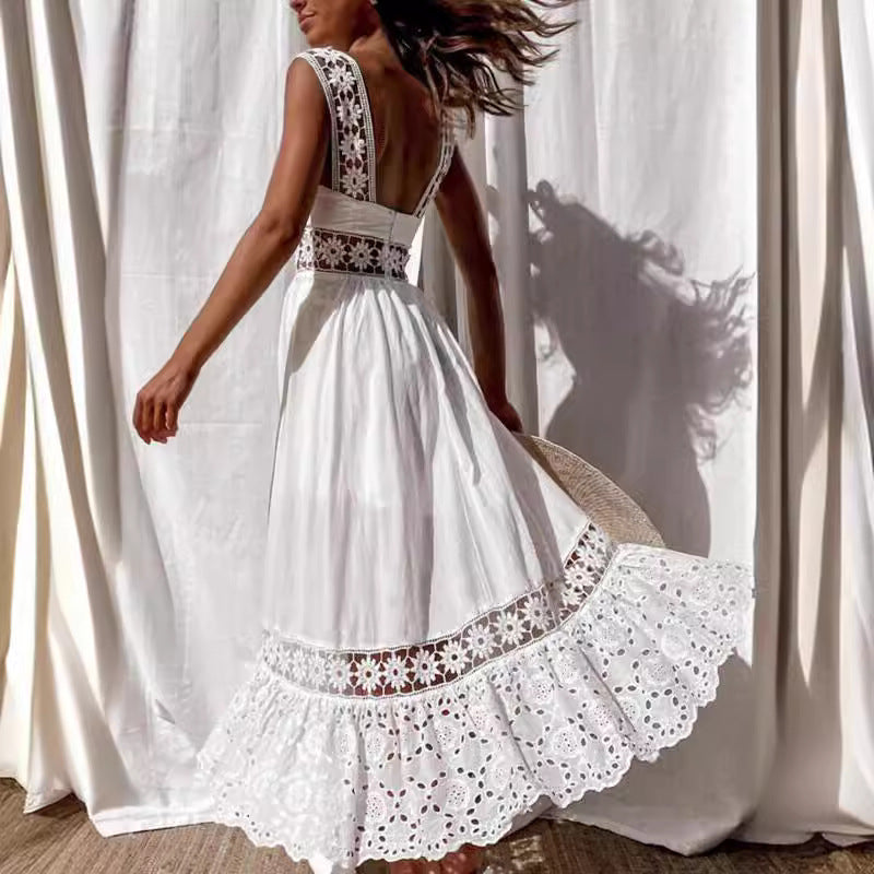 ⏳Women's Hollow Out Lace Sleeveless Sundresses