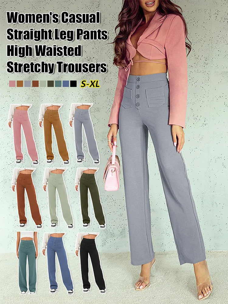 Multi Pocket High Elastic Pants