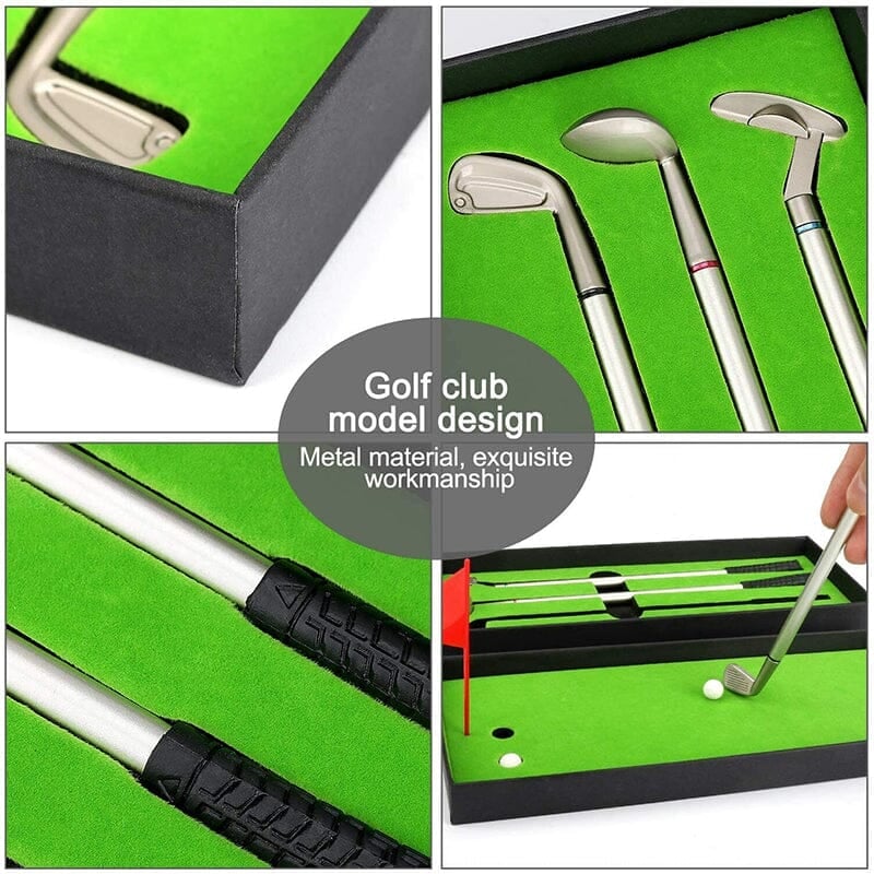 🎁Funny gift Mini Desktop Golf Set with 3 pens