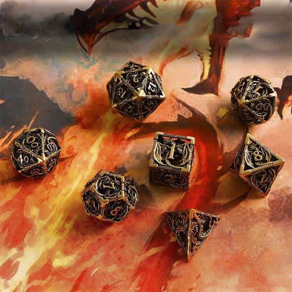 🐲Hollow Metal Dragon Shaped Carving Dice Set🎲