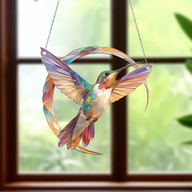 💖 Hummingbird Suncatcher Colorful Window Hanging💥