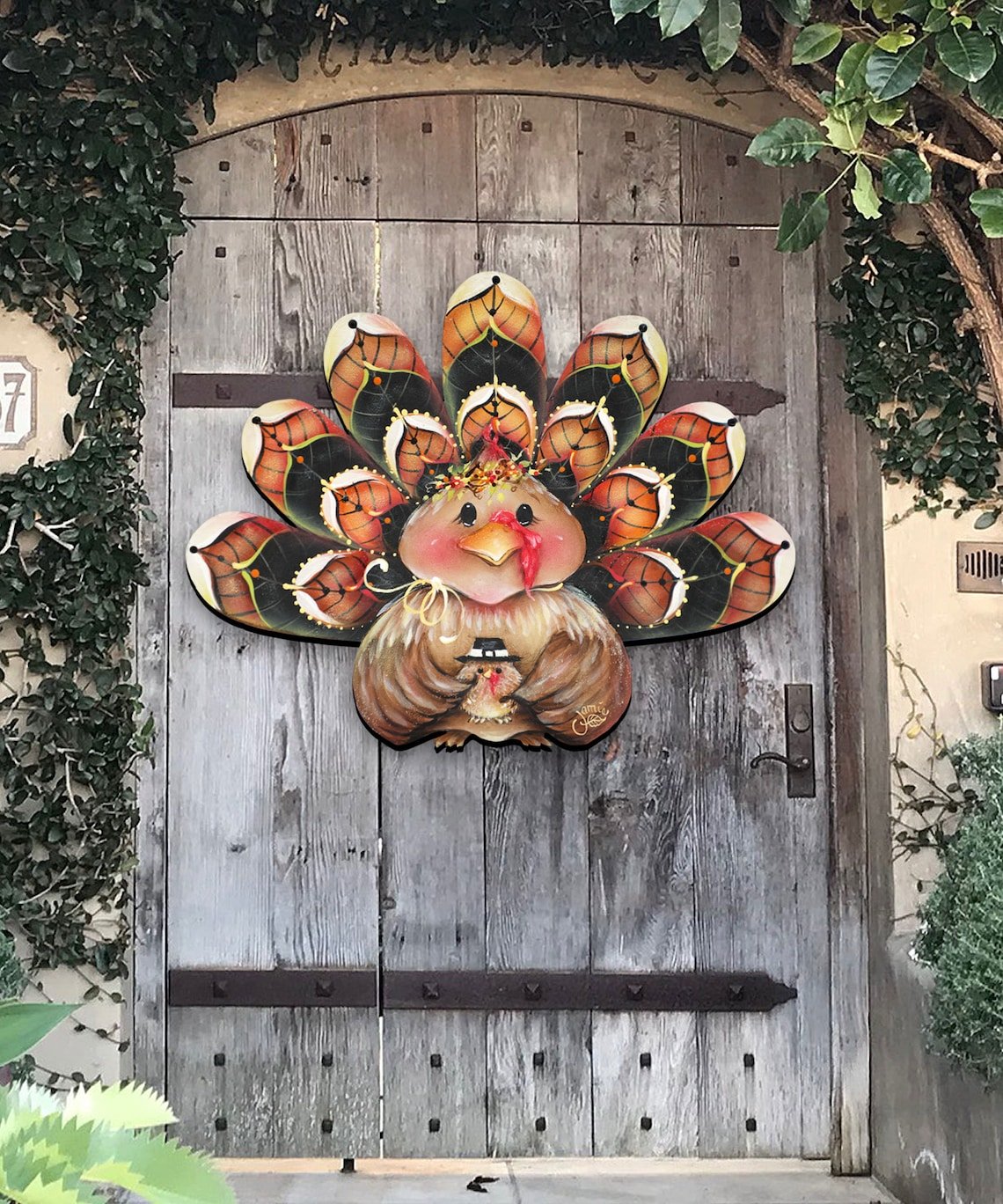 🦃Turkey Wreath Door Hanger 🍂 Thanksgiving Wood Decor - 🎃Wooden Fall Wall Decoration