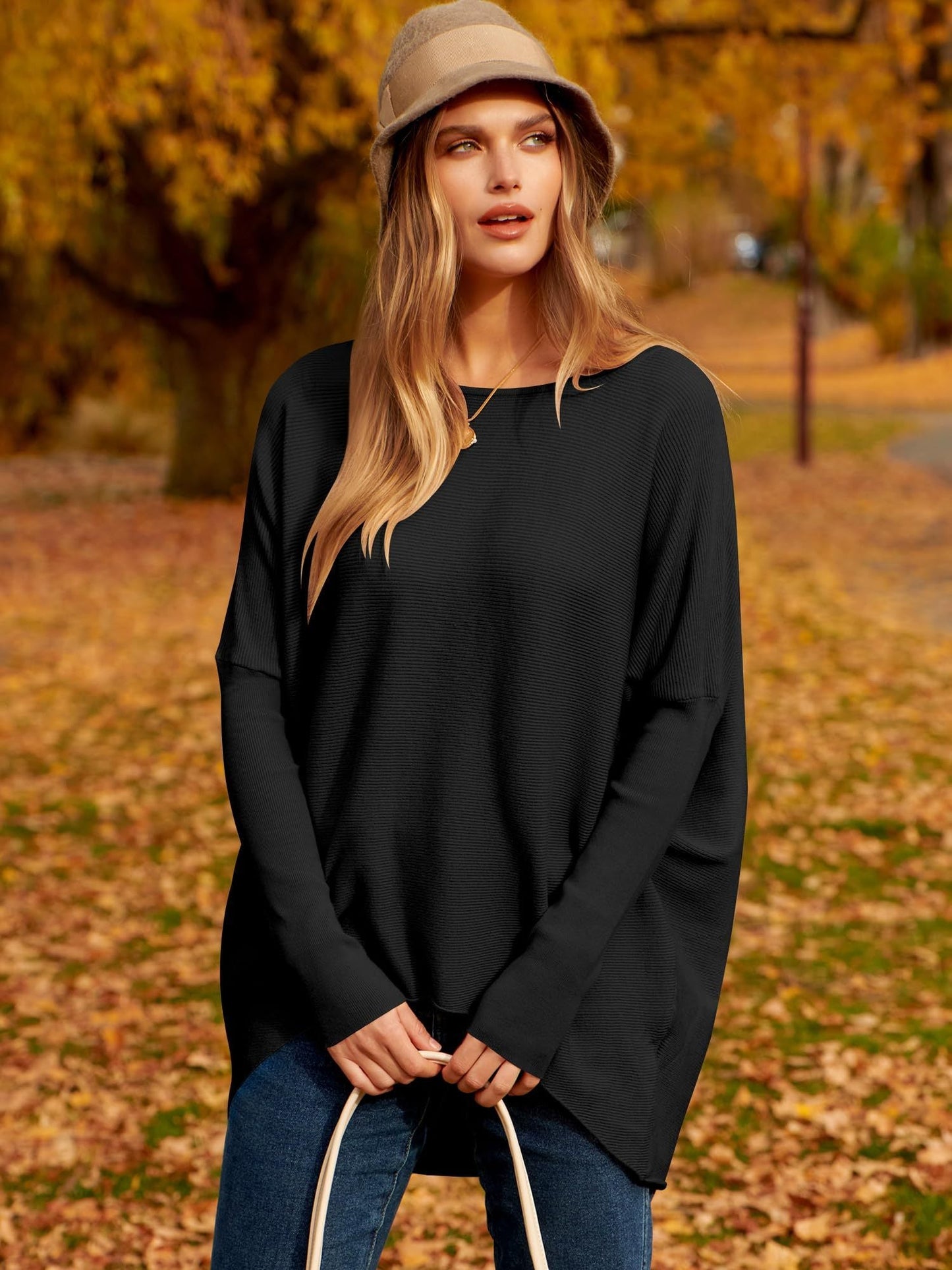 women's Irregular Oversized Dolman Sleeve Knitted Pullover