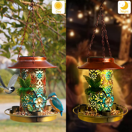 🔥✨Metal Bird Feeder Outdoor Hanging Solar Lamp✨