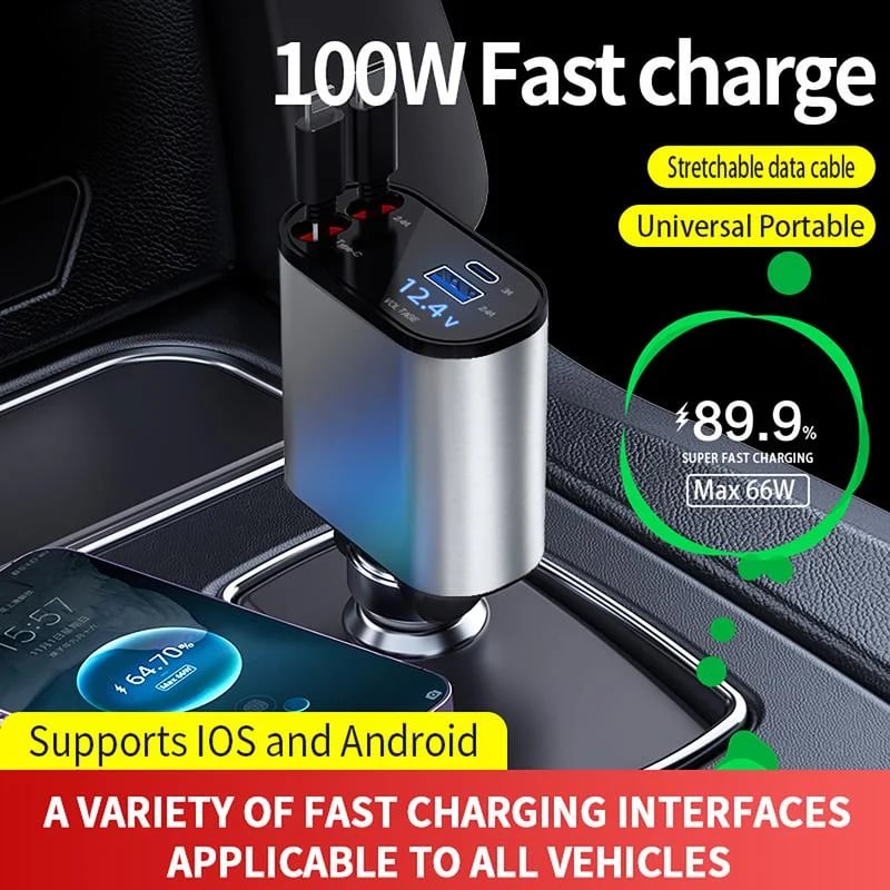 Fast Charge Retractable Car Charger