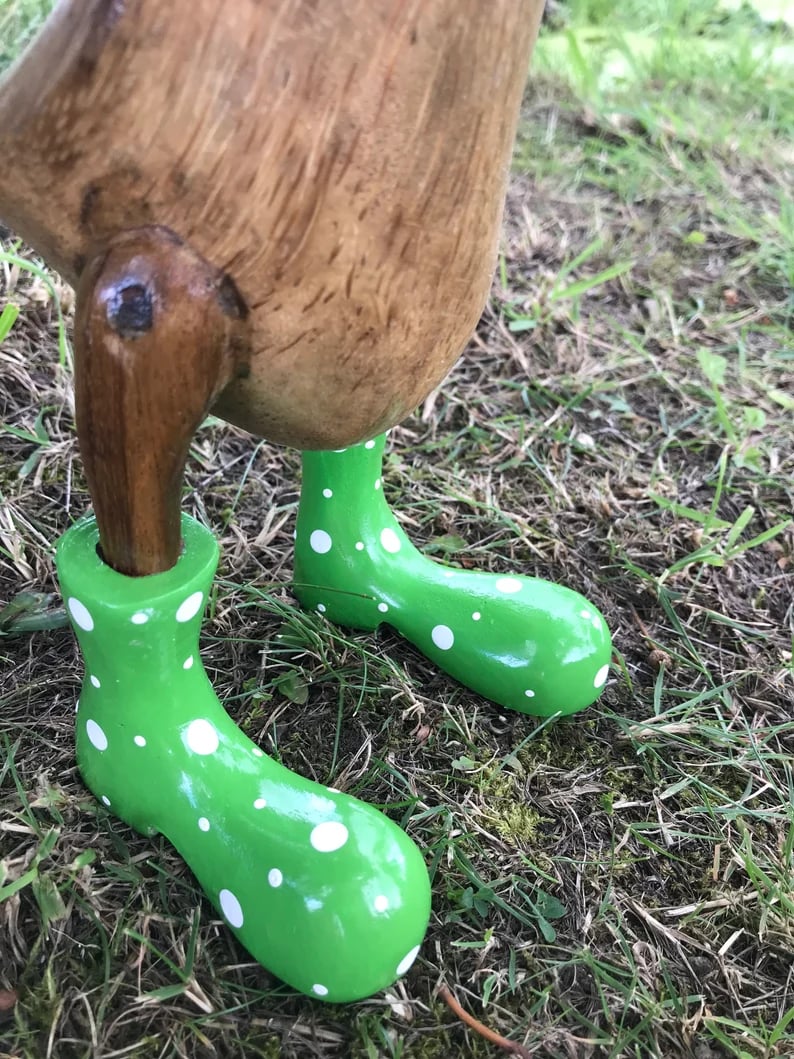 🌈Hand Carved Wellies Duck Family💞