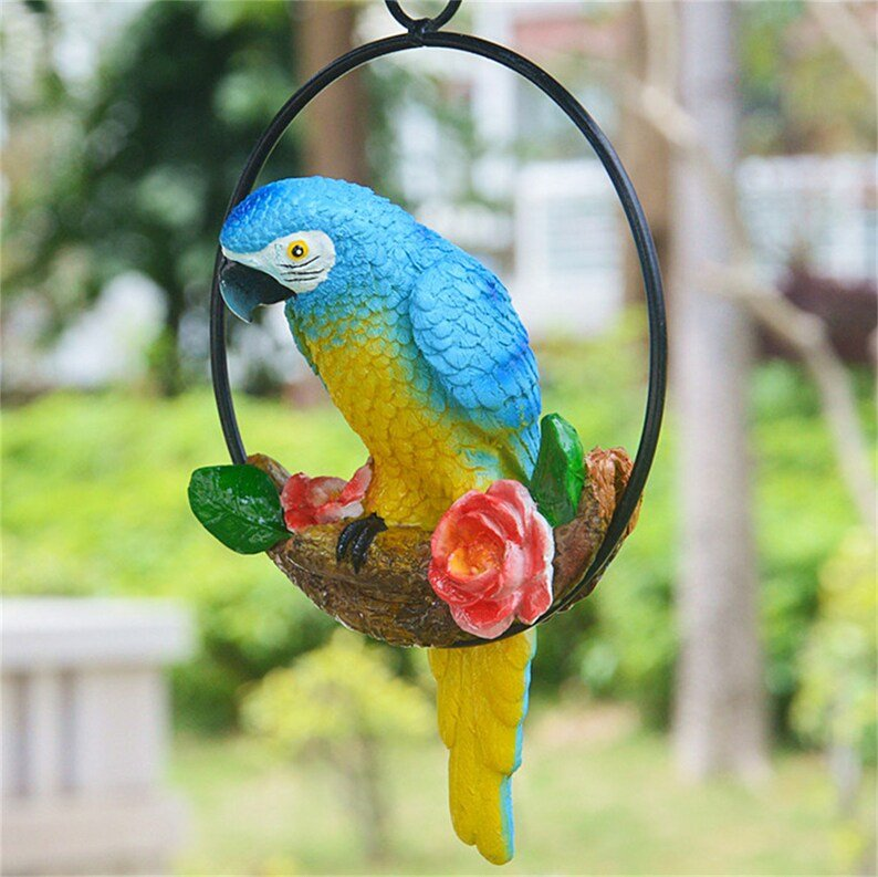 Iron ring parrot pendant garden decoration