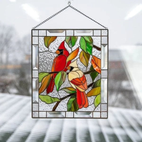 Cardinal Stained Window Panel