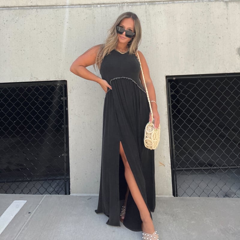 Slit Casual Simple Loose Maxi Long Dress