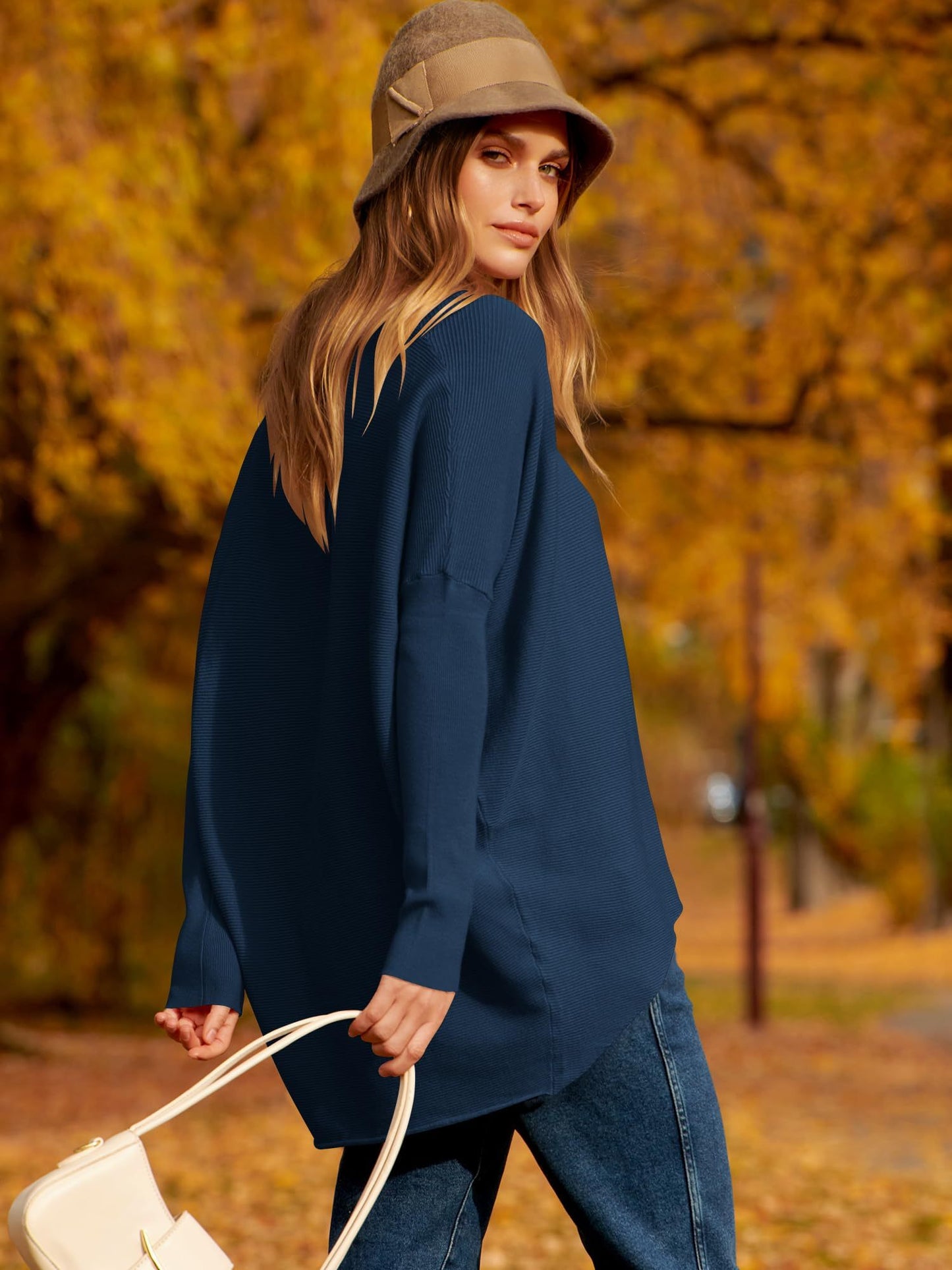 women's Irregular Oversized Dolman Sleeve Knitted Pullover