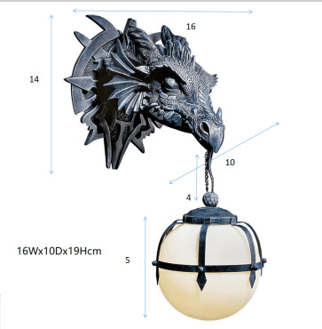 Gothic Marshgate Castle Dragon Sculptural Electric Wall Sconce