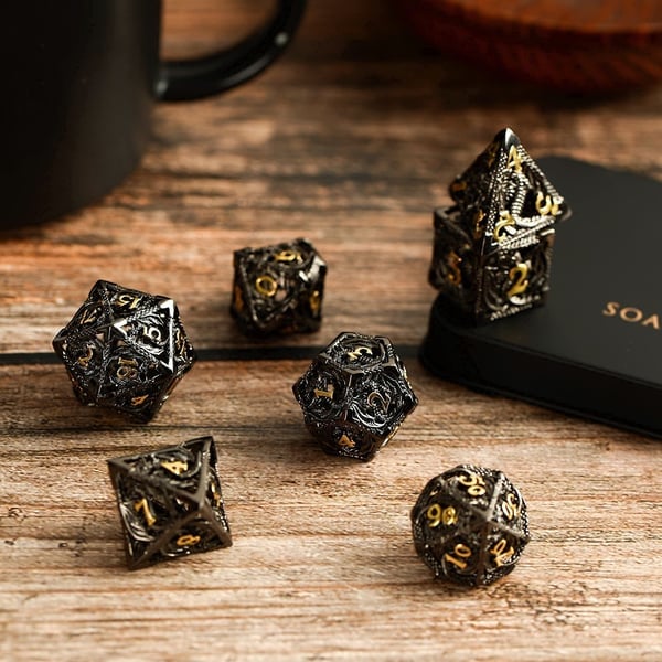 🐲Hollow Metal Dragon Shaped Carving Dice Set🎲