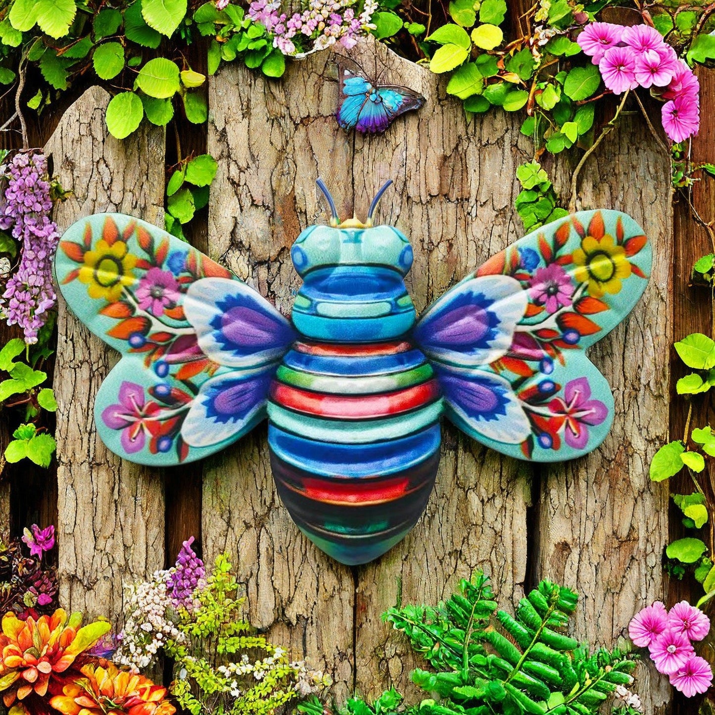 Iron Bee Art Sculpture Hanging Wall Decorations for Garden