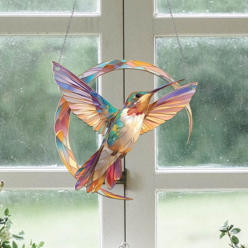 💖 Hummingbird Suncatcher Colorful Window Hanging💥