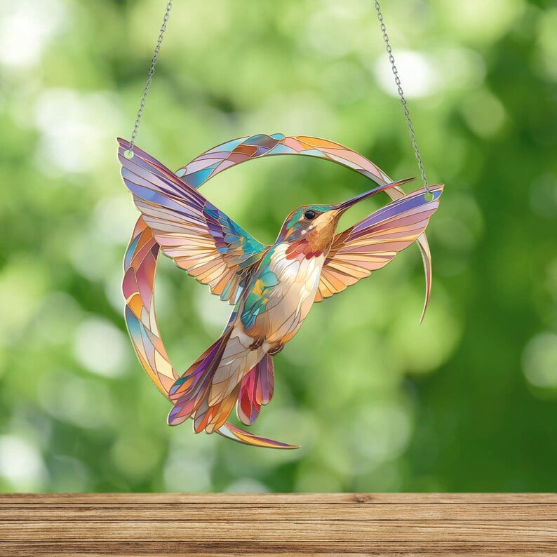 💖 Hummingbird Suncatcher Colorful Window Hanging💥