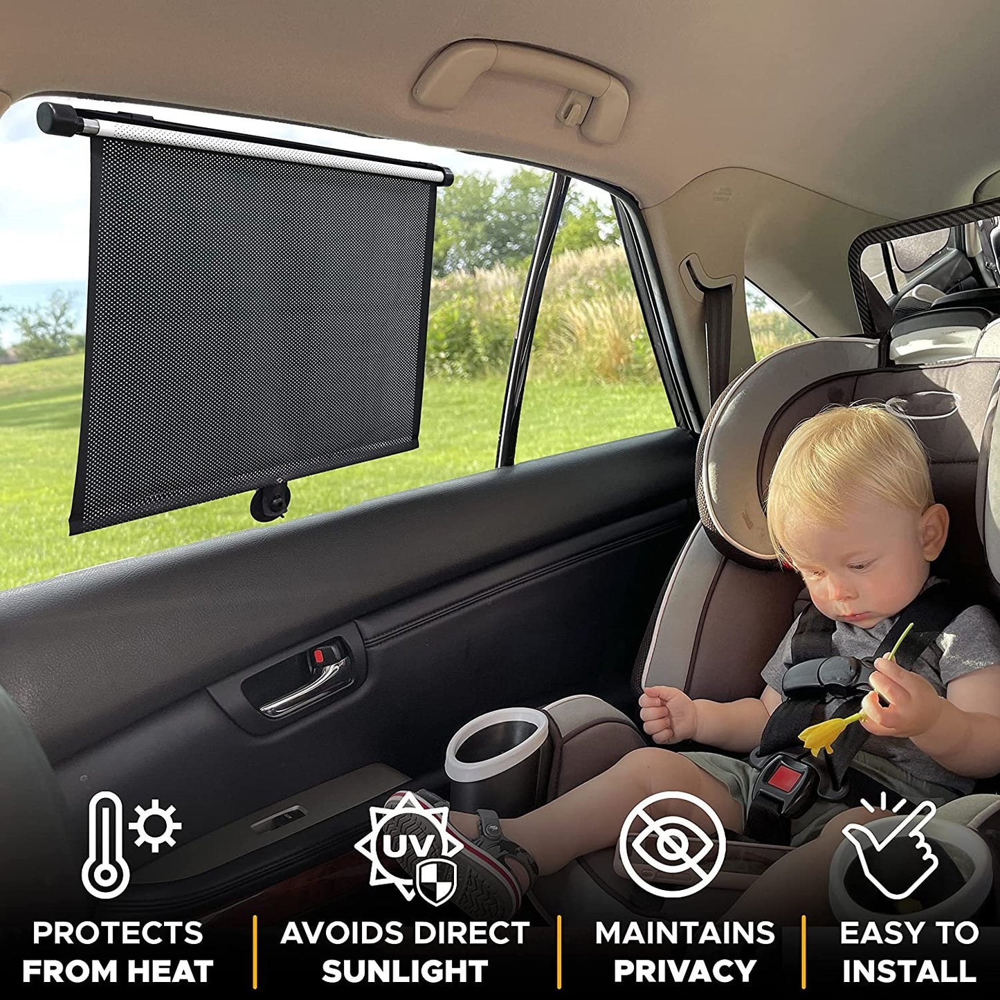 🚗Buy 2 Get 1 Free 🔥Retractable Window Roller Sunshade For Truck/car/SUV/bedroom/kitchen/living room/office
