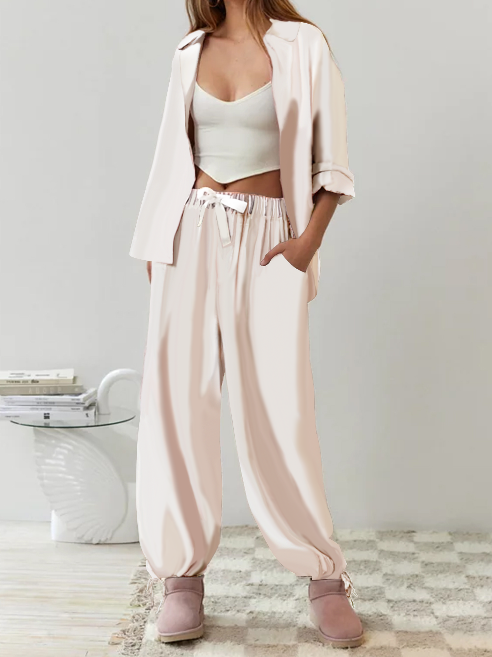 Pink loose pajama set