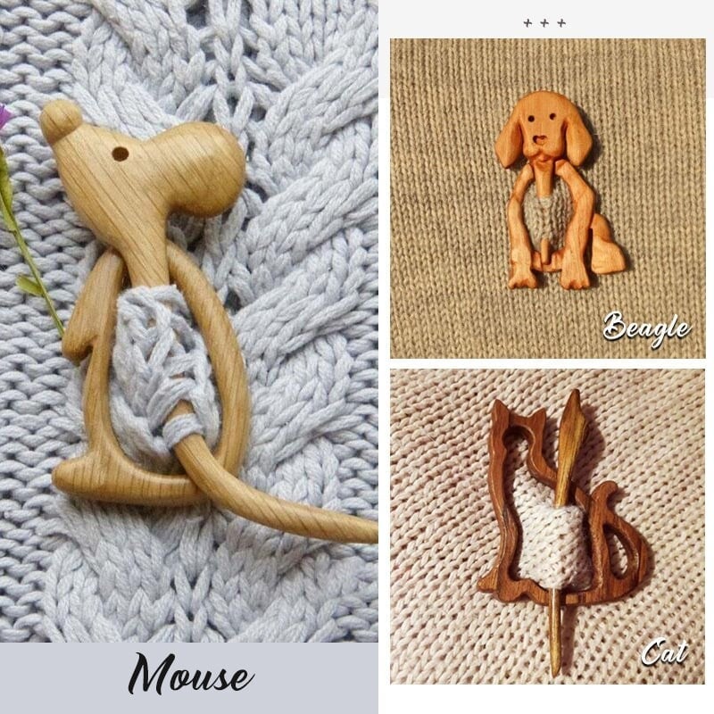 ⛄❄️Handmade Wooden Brooch Pin🌲Hand-made In Oak