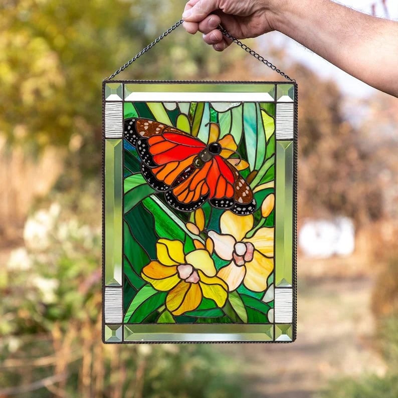 🌈Stained Glass Birds on Window Panel