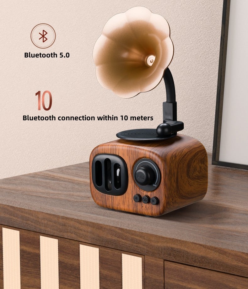 ❤️Retro Wooden Phonograph Bluetooth Speaker