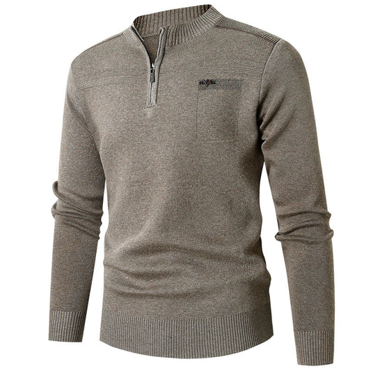 Men's Casual Crew Neck Sweater Solid Color Autumn And Winter Inner Wear