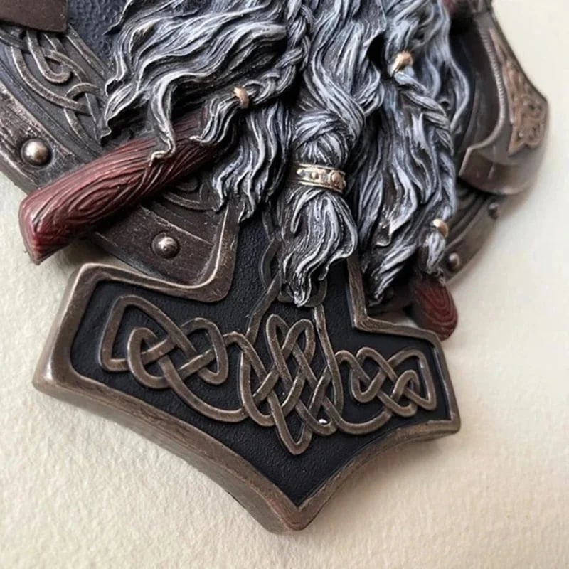 🎁Retro Viking Berserker Double Axe Wall Decorative Plaque Resin Ornaments Wall Decor Plaque🔥 🔥