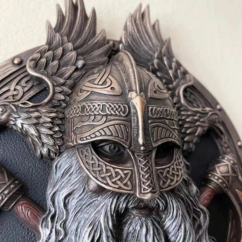 🎁Retro Viking Berserker Double Axe Wall Decorative Plaque Resin Ornaments Wall Decor Plaque🔥 🔥
