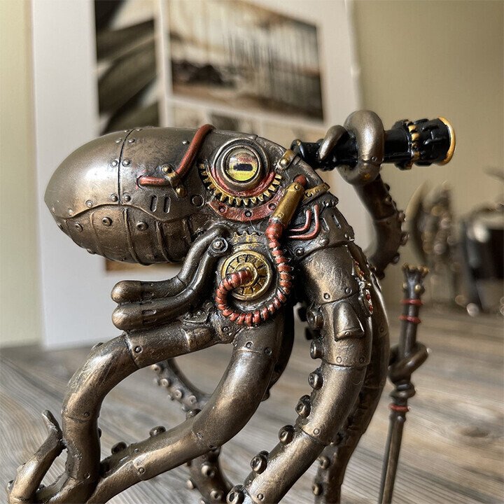 Steampunk Seabed Hiker Octopus Statue Decor.