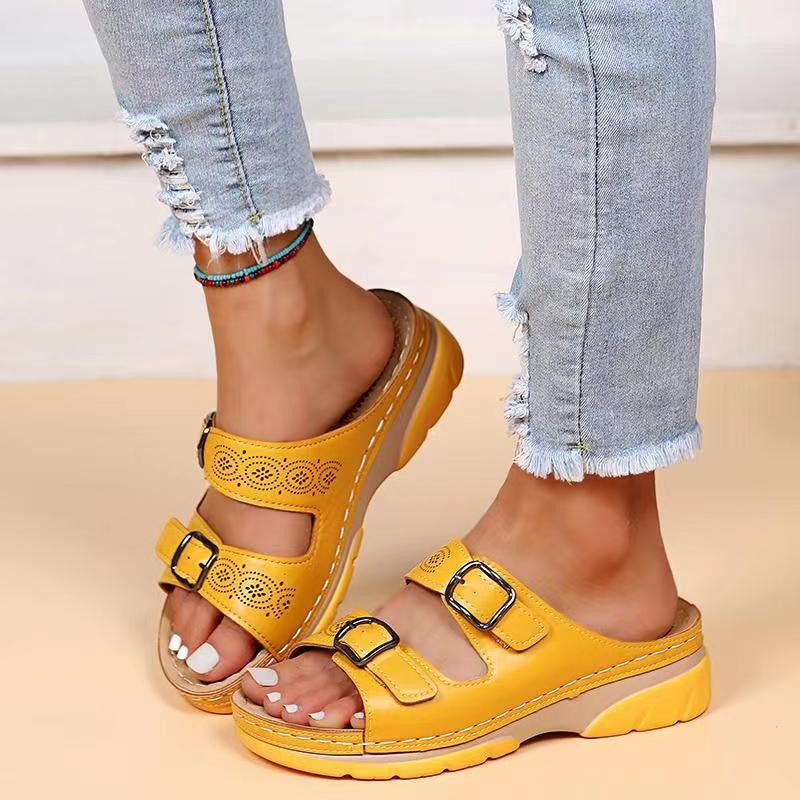 New Plus Size Stylish Buckle Wedge Sandals