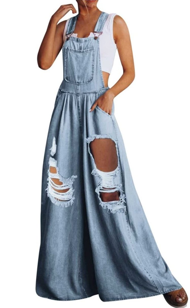 🔥 Women's Loose Adjustable Strap Wide Leg Denim