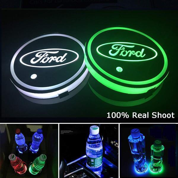 Led Car Logo Cup Lights up Holder USB Charging 7 Colors Changing