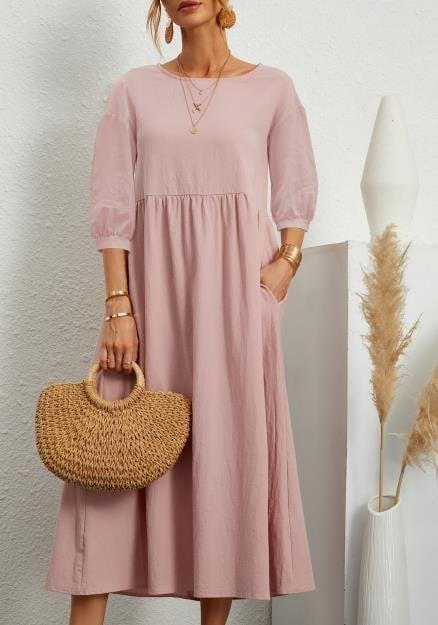 🔥Women's Lantern Sleeve Cotton And Linen Dress