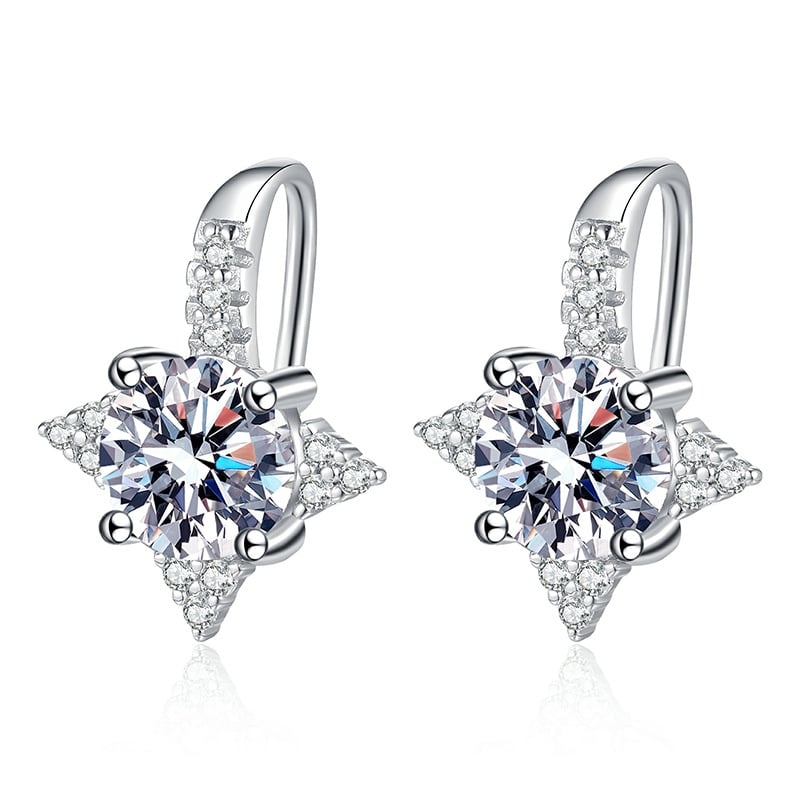 💕S925 Sterling Silver Classic Round Cut Artificial Diamond Earrings