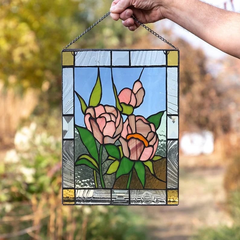 🌈Stained Glass Birds on Window Panel