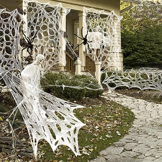Stretchable Giant Spider Webs Stretchy Beef Netting Spider Webbing for Halloween Decoration Outdoor Indoor Yard