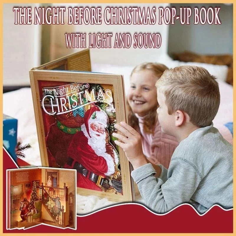 🎁2023 Best Christmas Gifts For Kids-Night Before Christmas Pop-Up Book(Light & Sound)