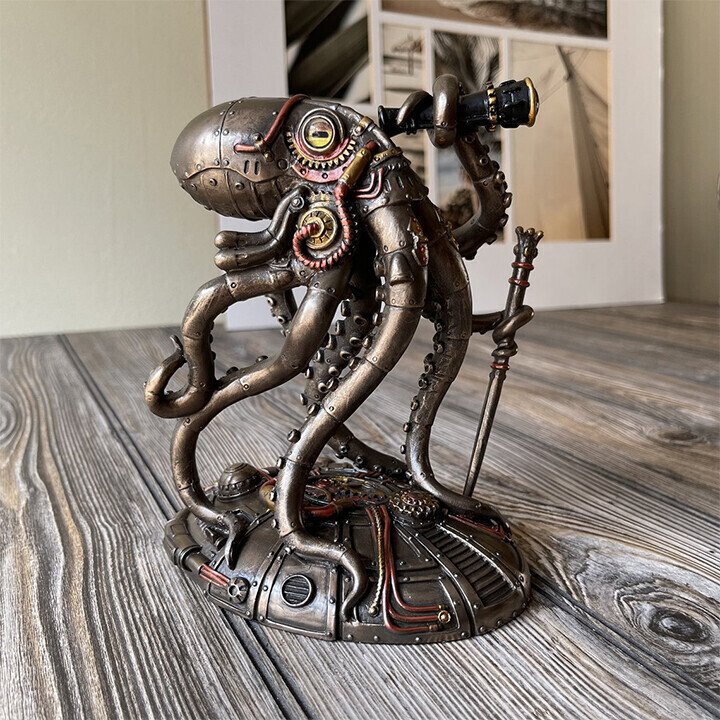 Steampunk Seabed Hiker Octopus Statue Decor.