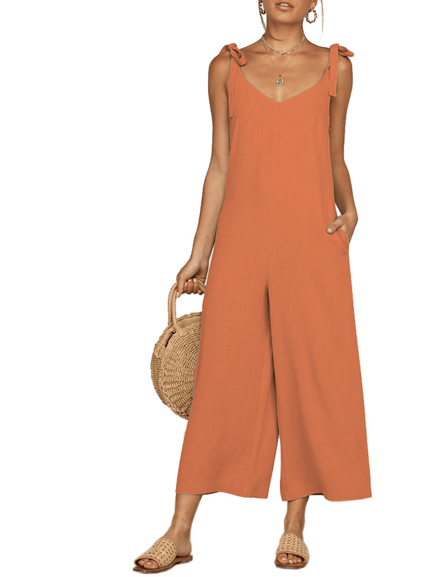 Women's Loose Casual Cotton Linen Jumpsuit