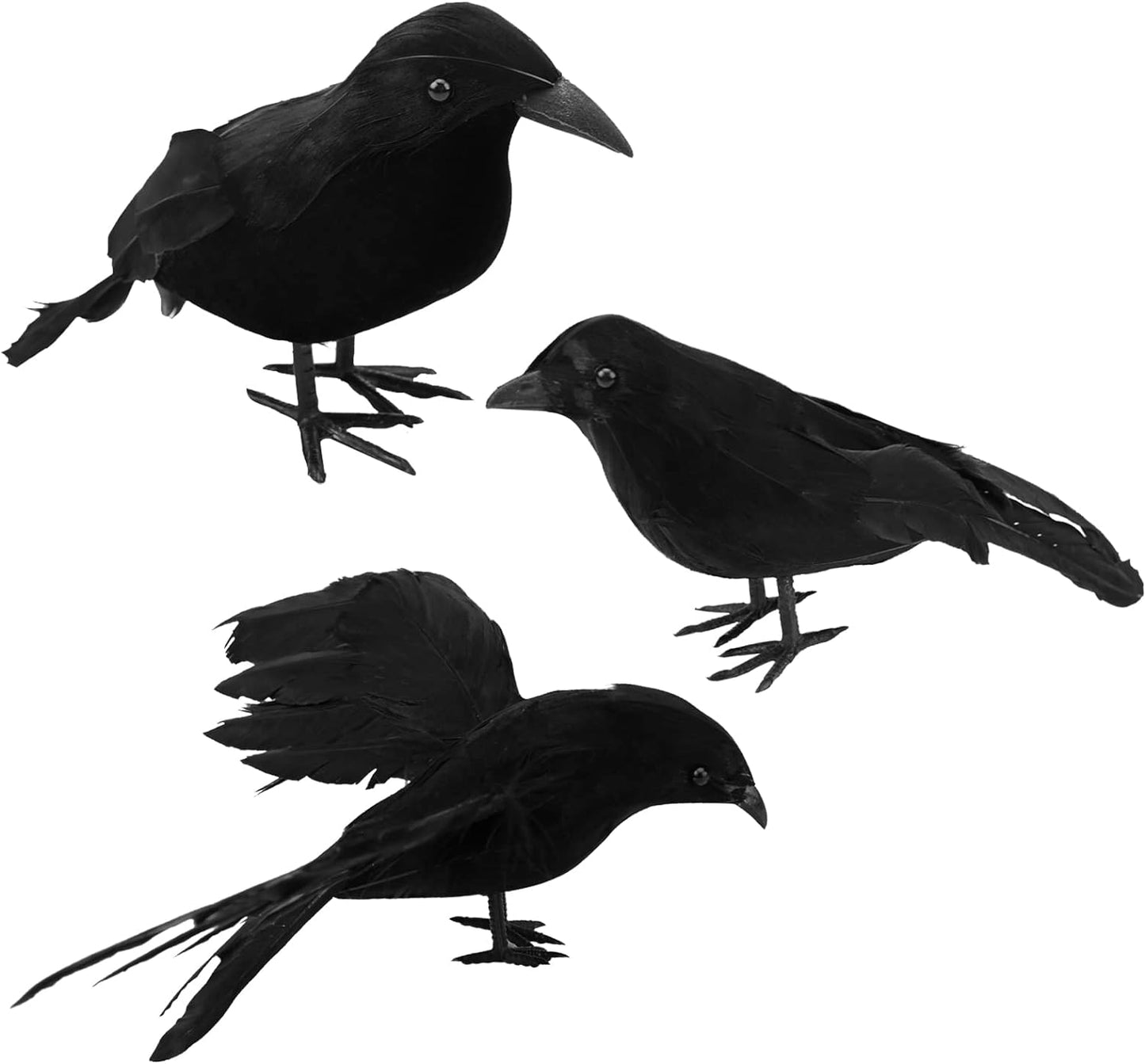 3-Pack Halloween Party Crow Props Decoration Figures