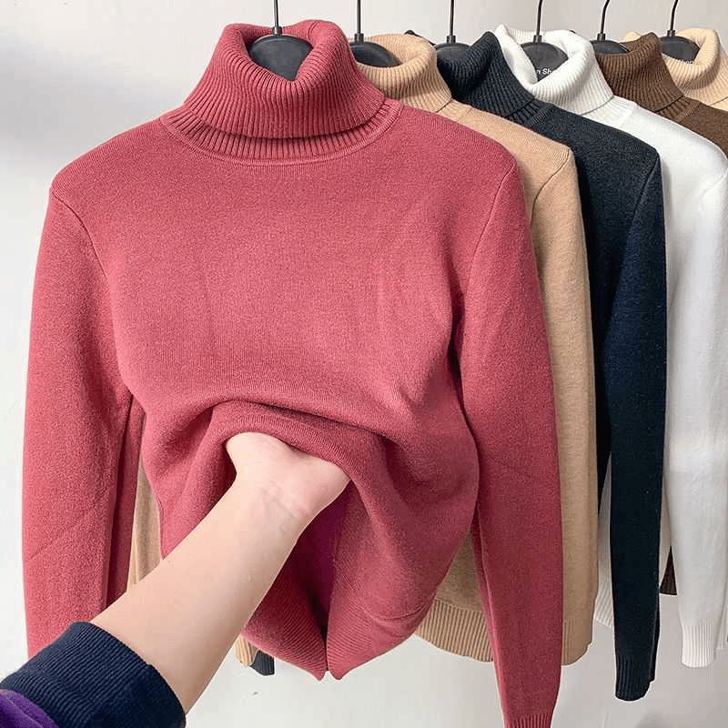 winter fleece thick knitted bottoming shirt