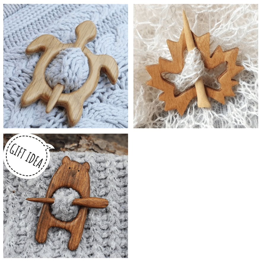 ⛄❄️Handmade Wooden Brooch Pin🌲Hand-made In Oak