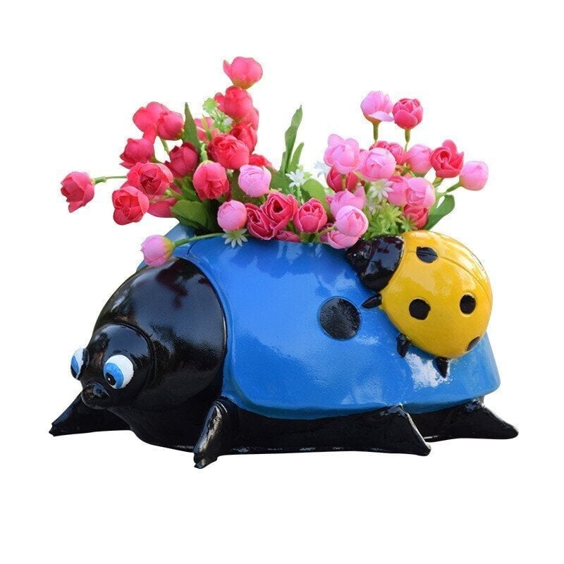 💖Metal ladybug flower pot