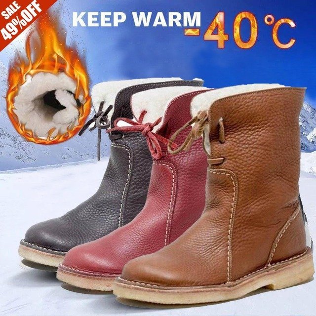 Vintage Buttery-Soft Waterproof Wool Lining Boots